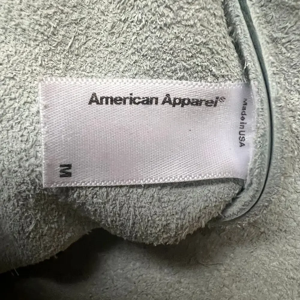 American Apparel 100% Leather Zip Pouch Clutch Blue Made in USA Minimalist